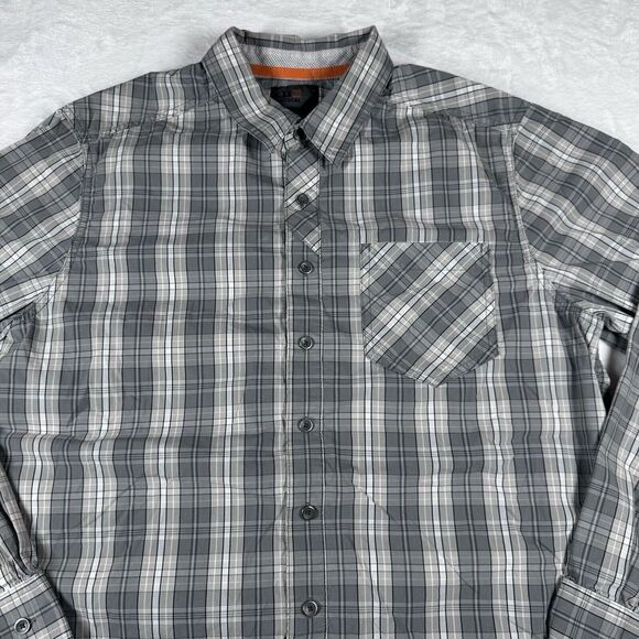 511‎ TACTICAL Shirt Mens Medium Gray Snap Button Up Long Sleeve Flex Performance - Picture 2 of 10